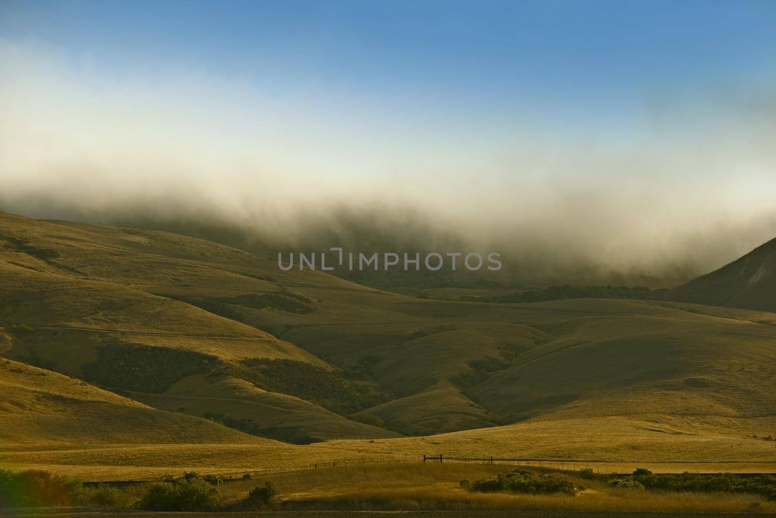 Californian Foggy Hills. California Countryside Landscape - Pacific Shores. Nature Collection. by welcomia