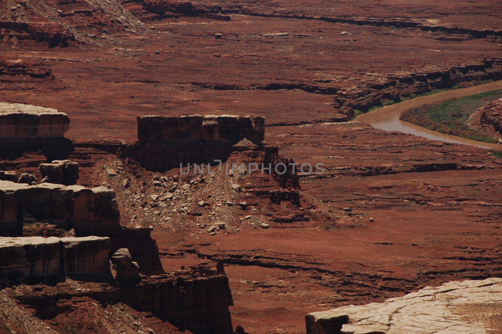 Utah Canyon Lands. Canyonlands State Park. Utah, USA. Rocky Desert Landscape with Colorado River on the Bottom.