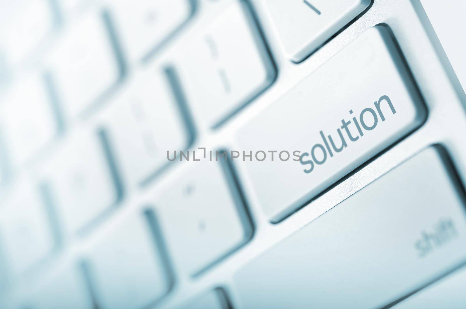 Simple Solution - Keyboard Solution Button. Just Press It! Abstract Technology and Business.