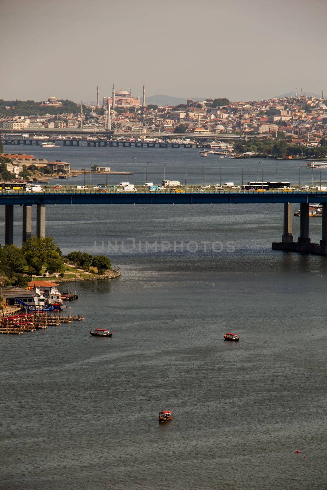 Eyup bridge in Golden horn on display, Istanbul, Turkey by berkay