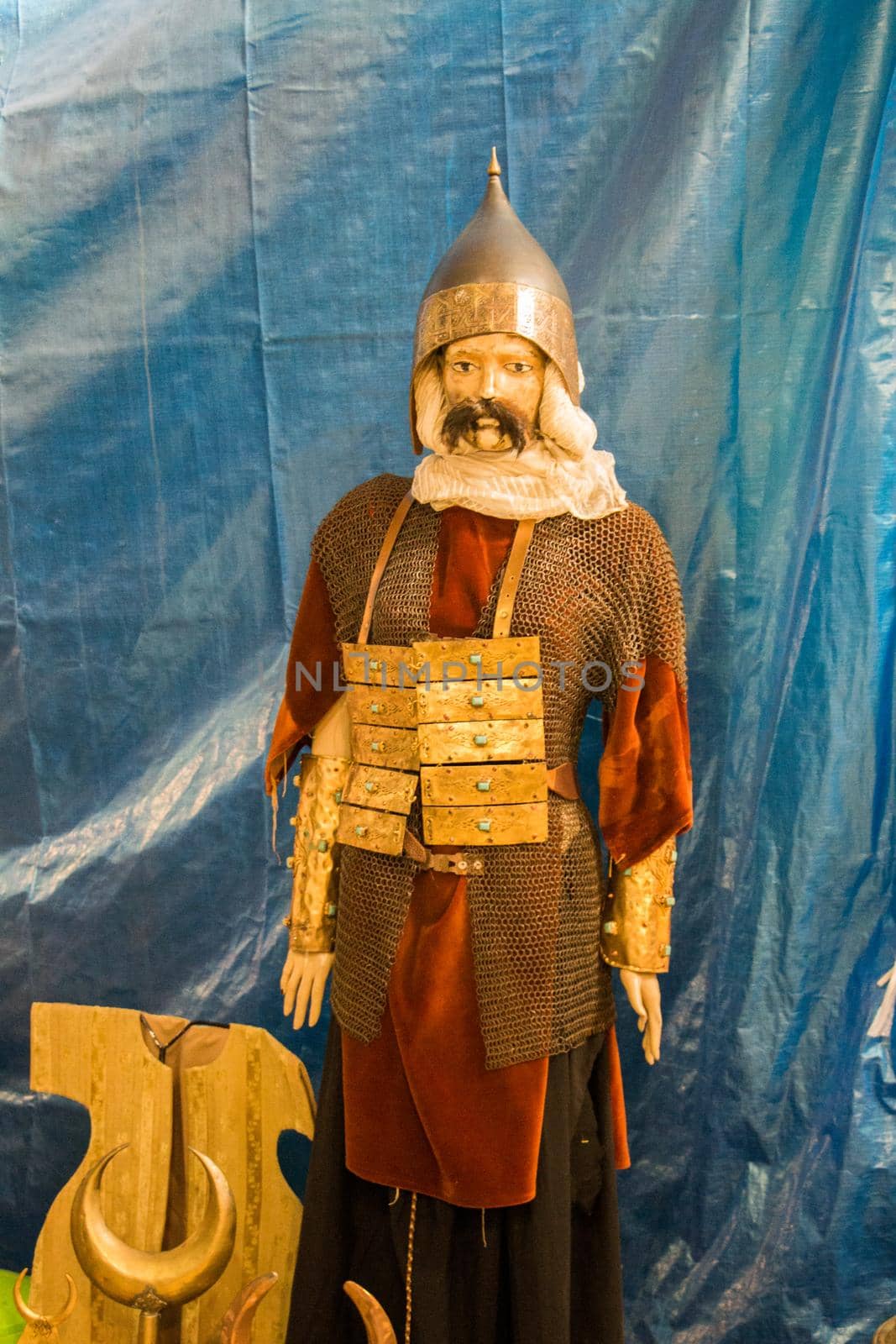 Ottoman style armor on human figure on display by berkay