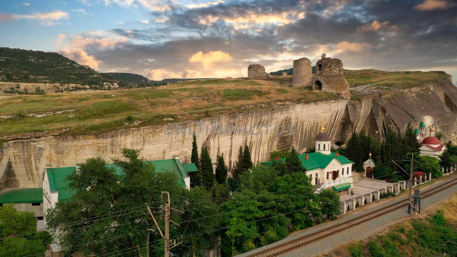 Aerial view of the St. Clement Monastery. Inkerman, Crimea.