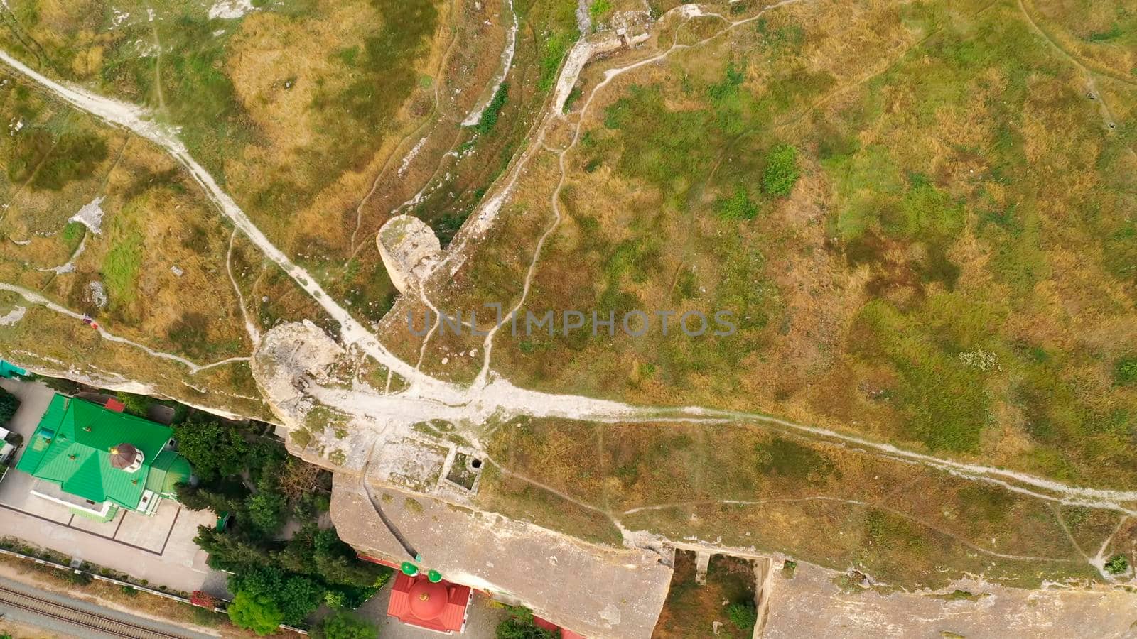 Aerial survey of the relief of the territory of Inkerman, Crimea.