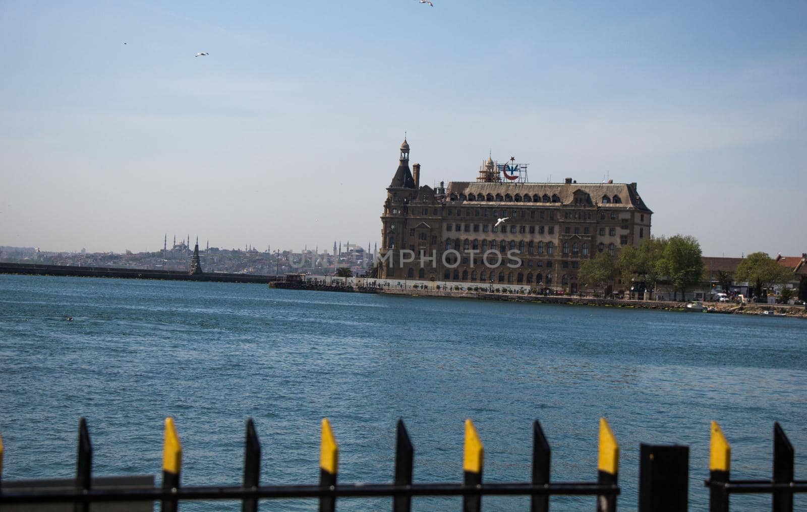 Haydarpasa train station in Kadikoy, Istanbul, in the view