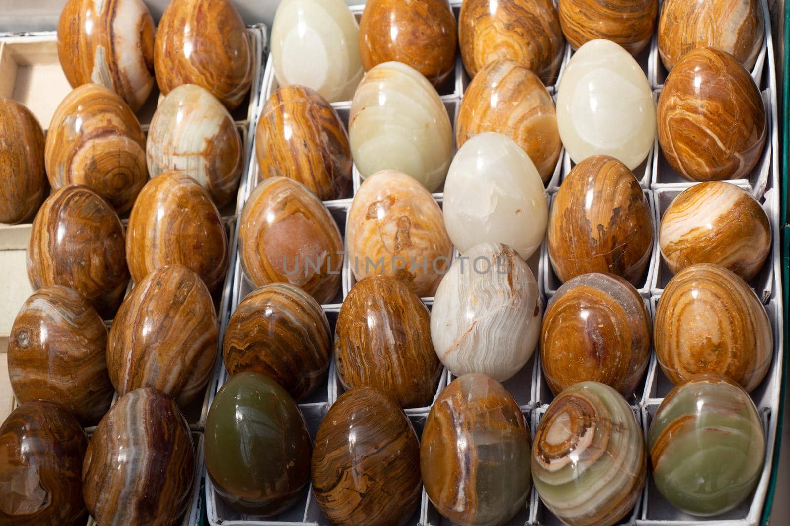Bright Colorful marble  eggs   as natural mineral rock specimen