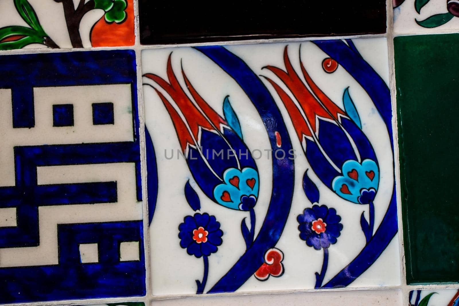 Ottoman style ancient Handmade Turkish Tiles with floral patterns