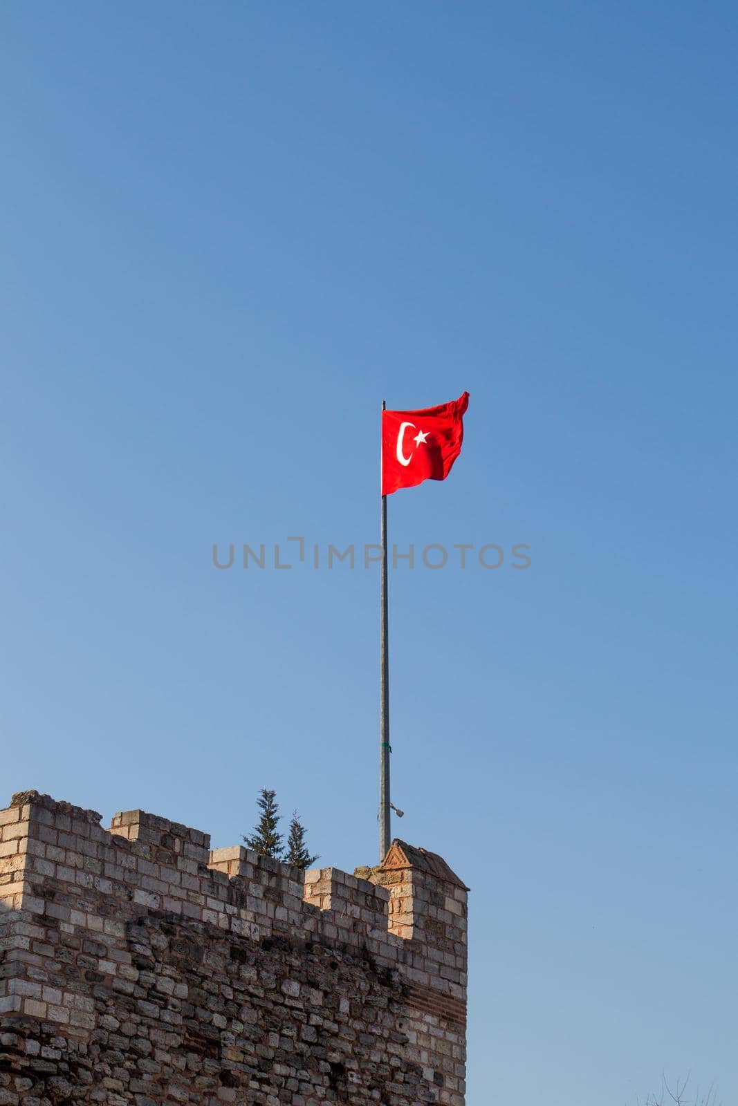 Turkish national flag hang on a pole  by berkay
