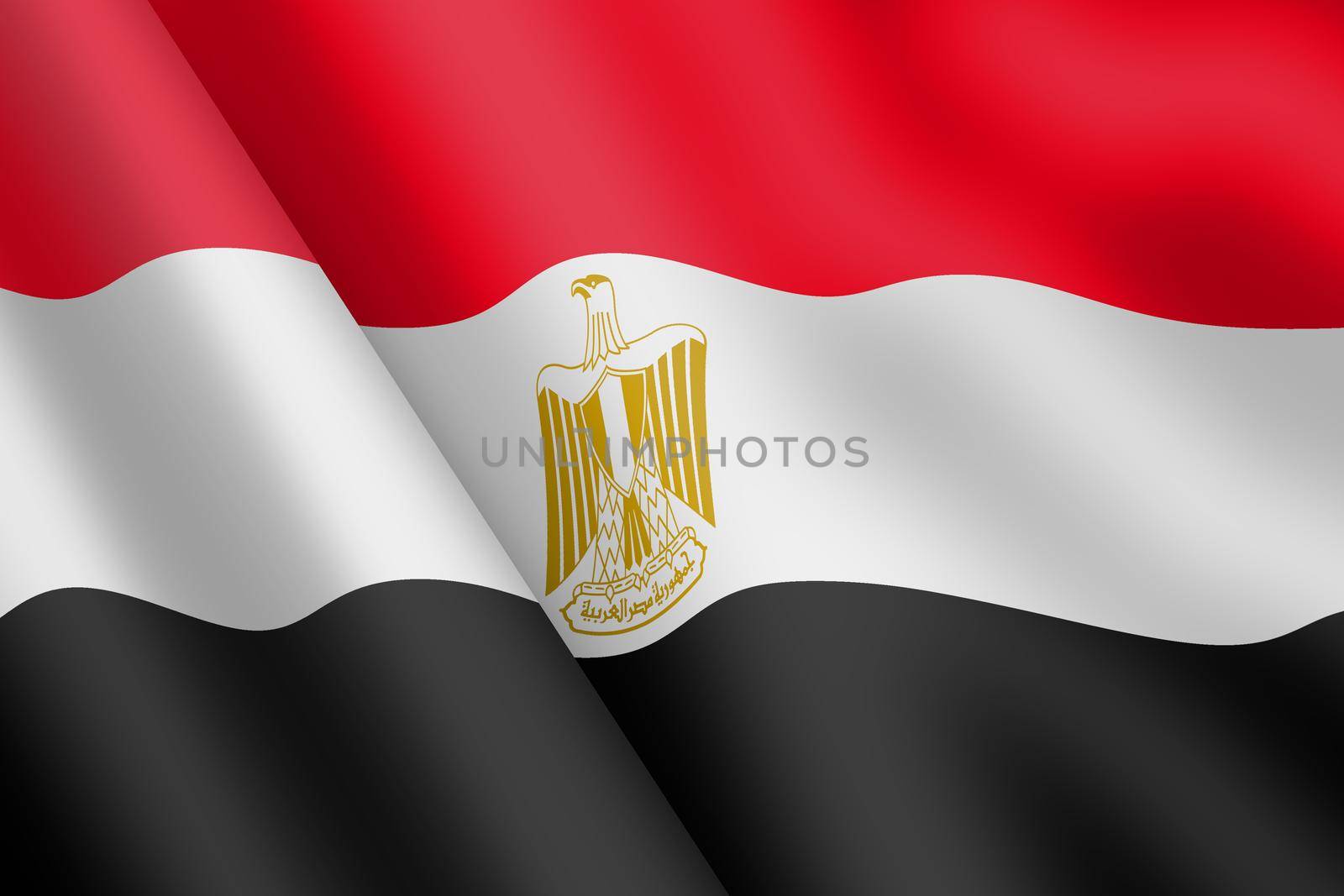 An Egypt waving flag 3d illustration wind ripple