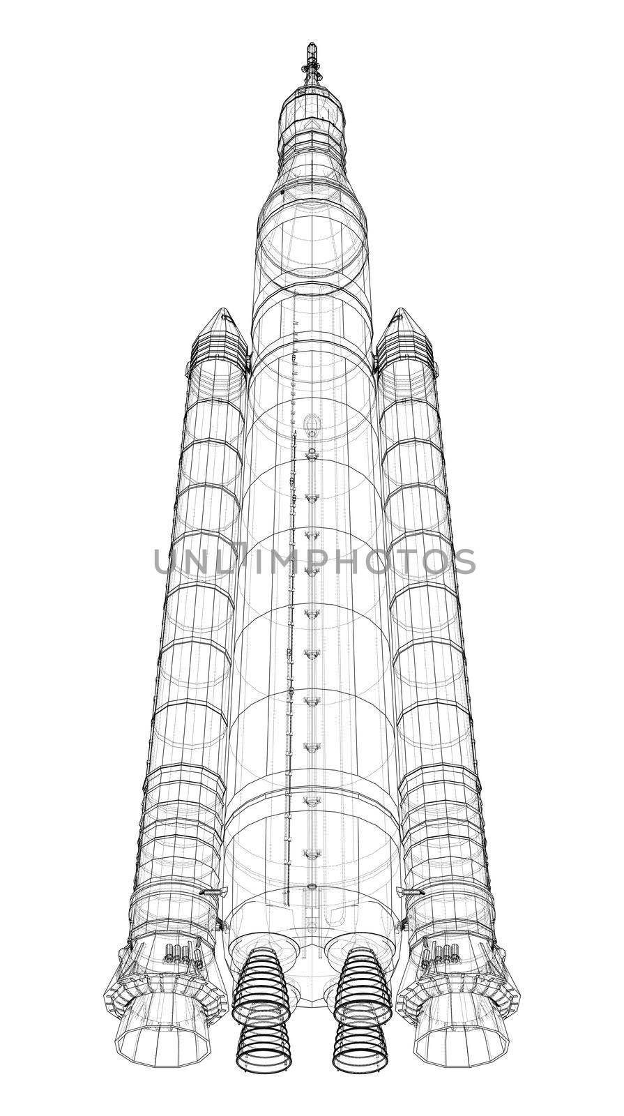 Space rocket concept outline by cherezoff