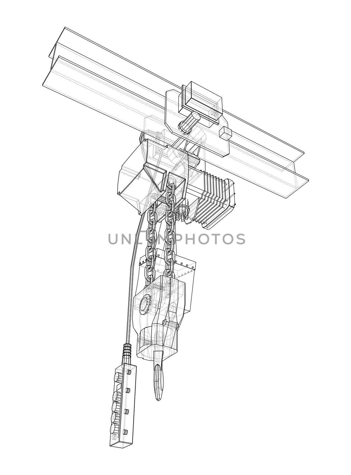 Winch or lifting machine concept outline by cherezoff