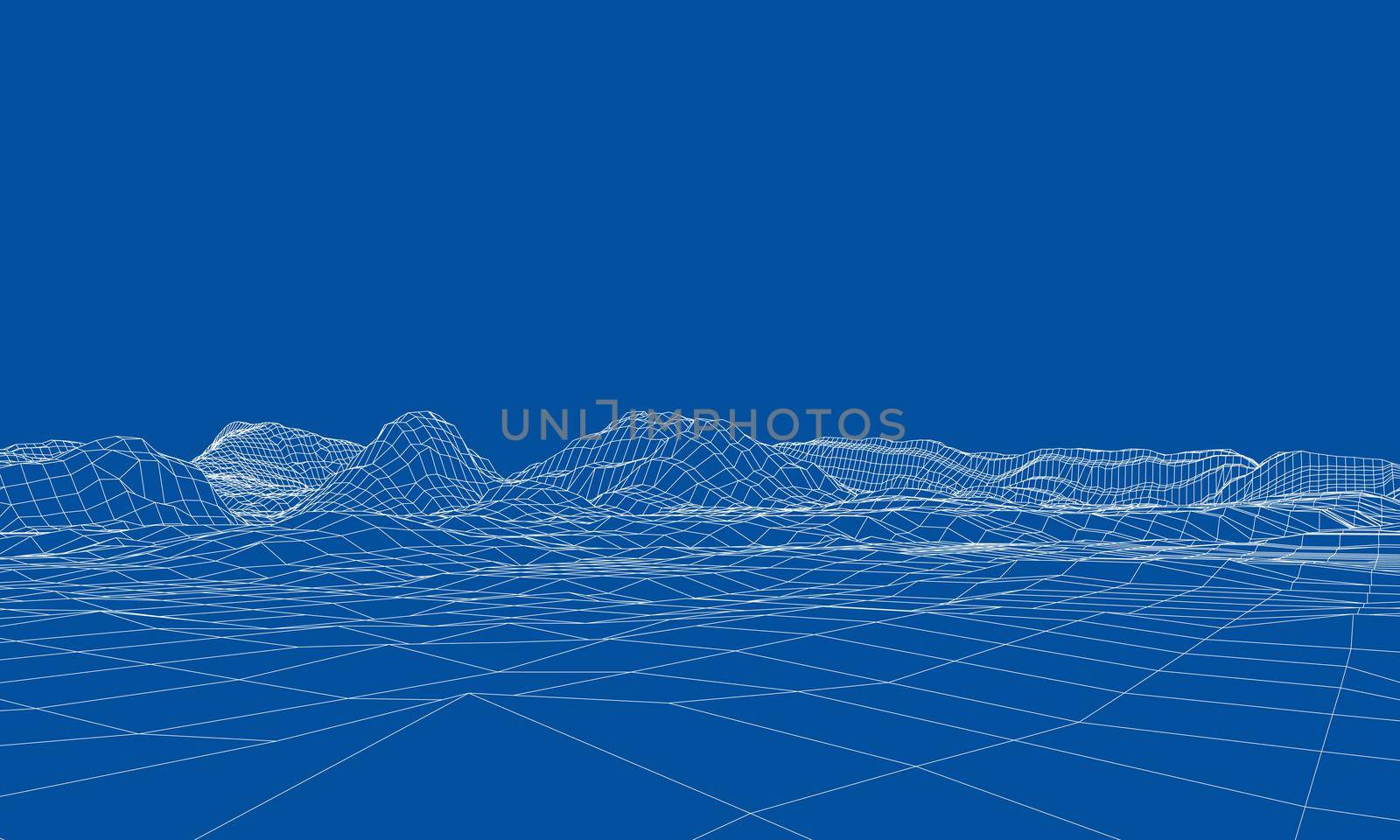 Abstract 3d wire-frame landscape. Blueprint style by cherezoff