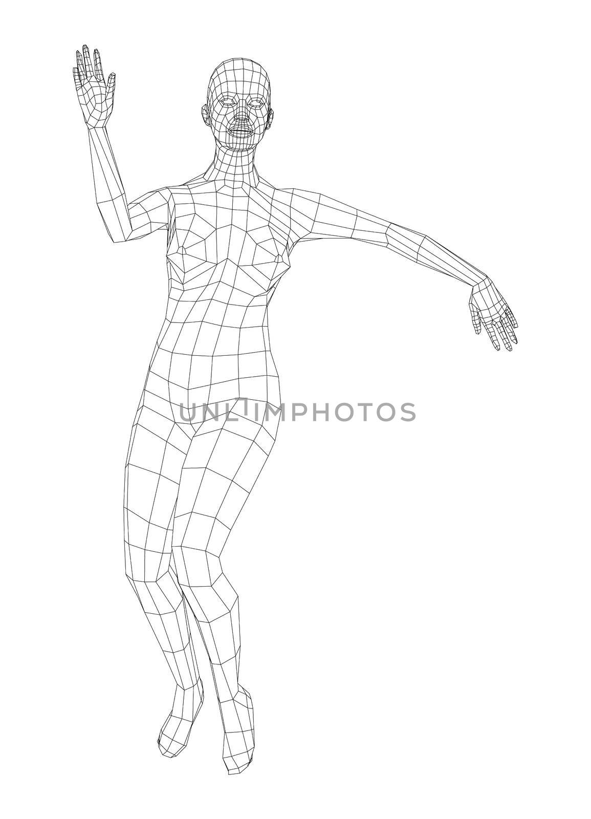 Wireframe ballerina in dance pose by cherezoff