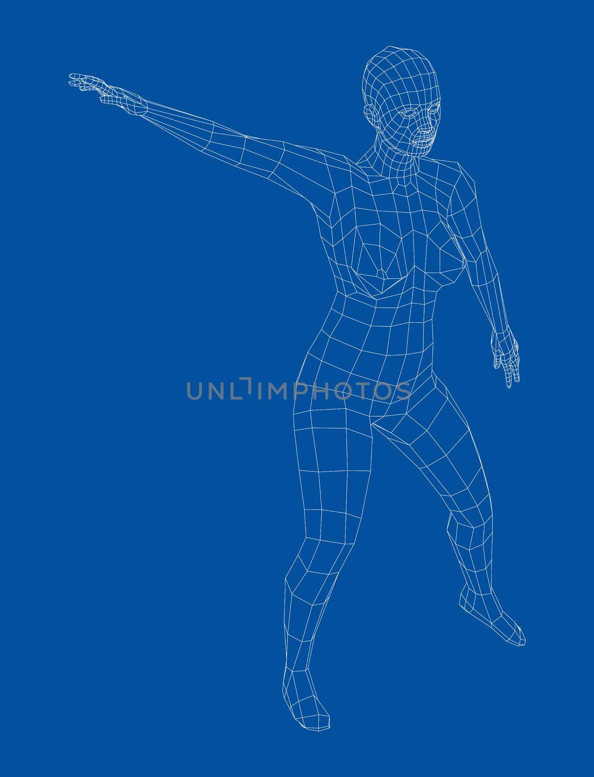 Wireframe ballerina in dance pose by cherezoff