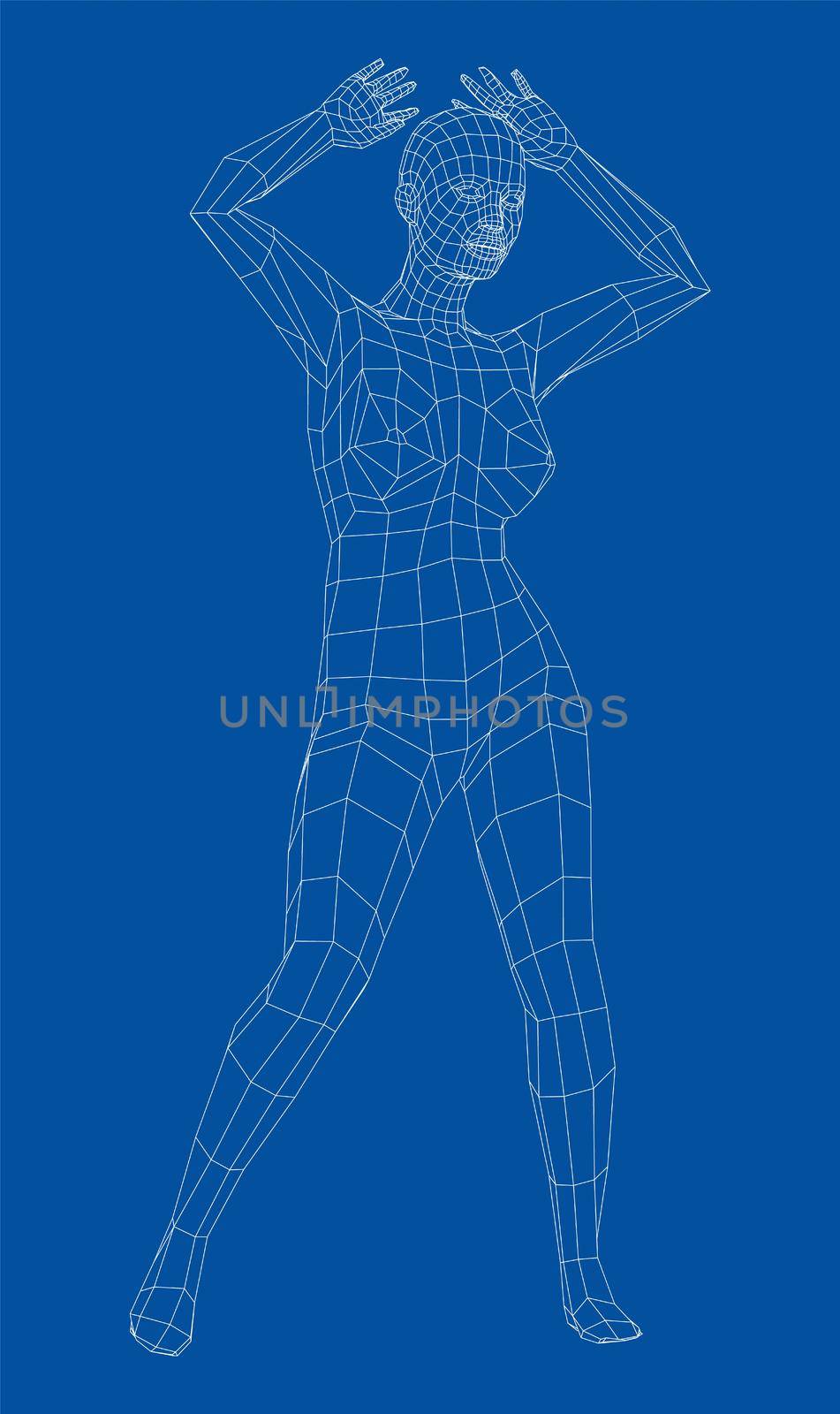 Wireframe ballerina in dance pose by cherezoff