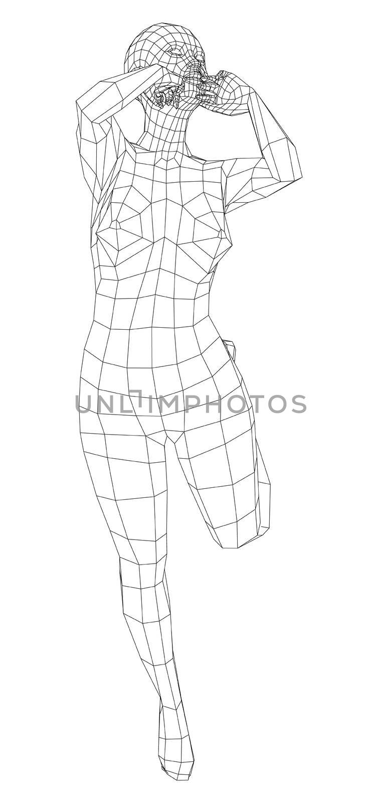 Wireframe girl lies in a sexy pose by cherezoff