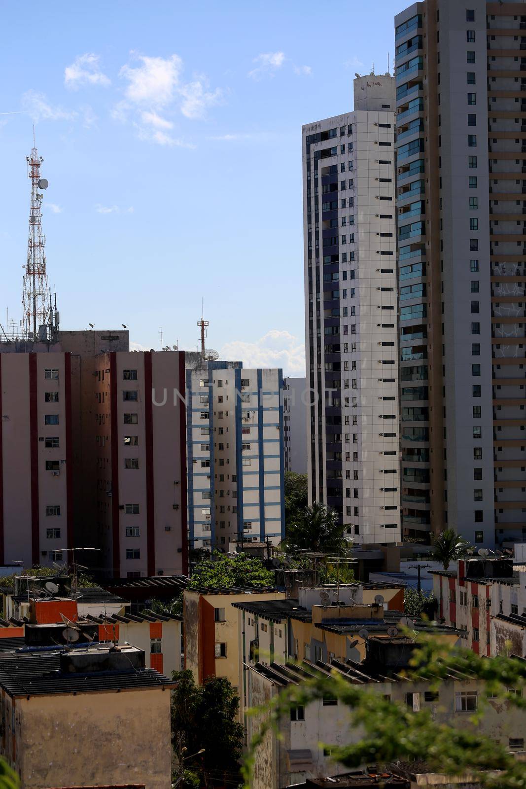 salvador, bahia, brazil - august 9, 2018: view of residential buildings in condominiums in the neighborhood of Imbui in the city of Salvador.