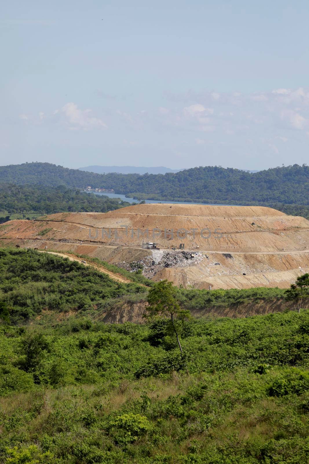 sao francisco do conde, bahia, brazil - april 29, 2019: view of the Solvi landfill in the municipality of Sao Francisco do Conde.