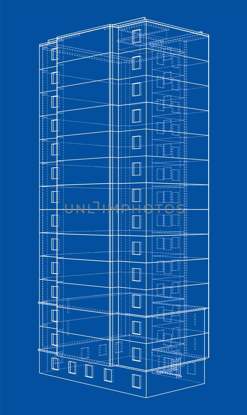 Wire-frame model of a multi-storey building by cherezoff