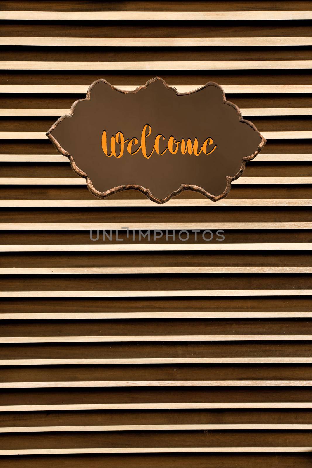 Welcome  wording on sign board  on background for business concept