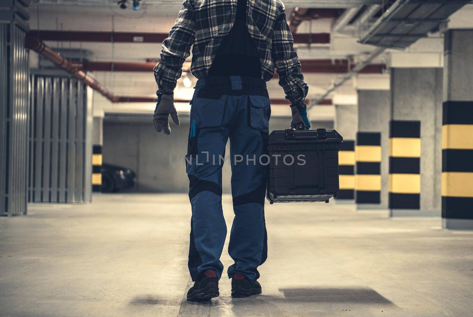 Technician Worker with Large Tools Box in Hands by welcomia