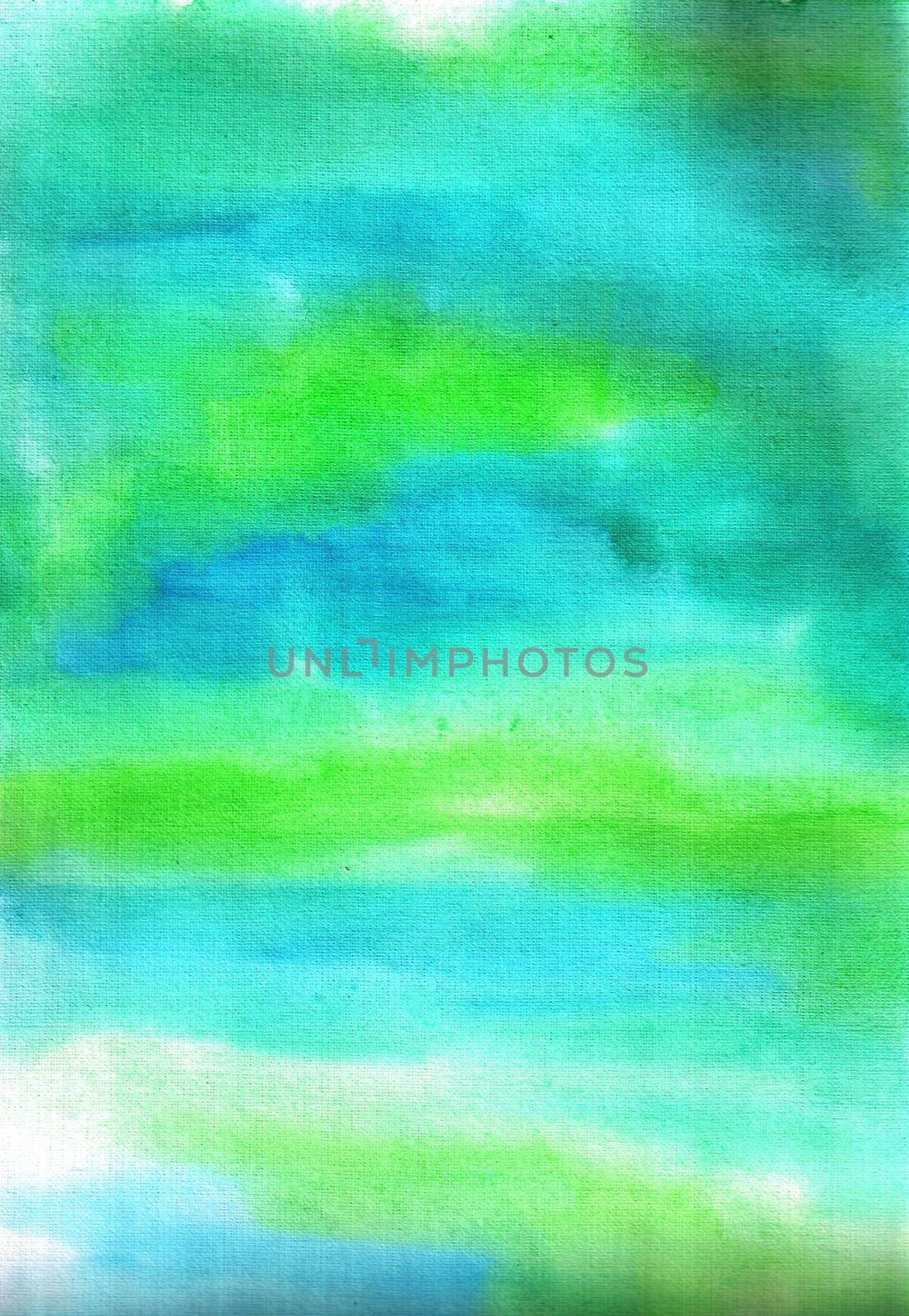 Blue and green watercolor hand drawn background. by Rina_Dozornaya