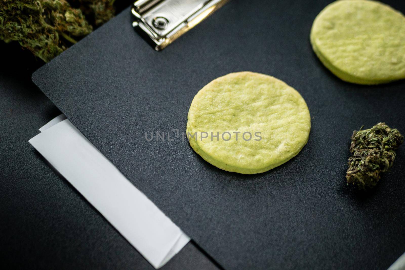 marijuana cookies on a dark background by Rotozey
