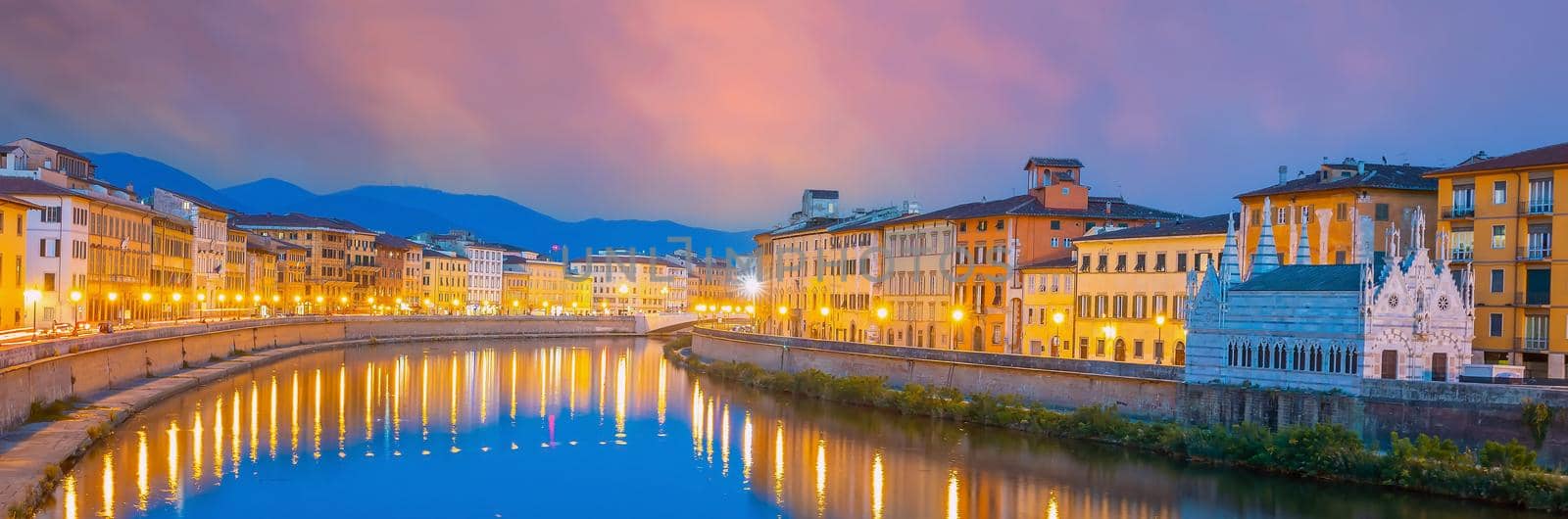 Citydscape with Pisa old town and Arno river in Italy by f11photo