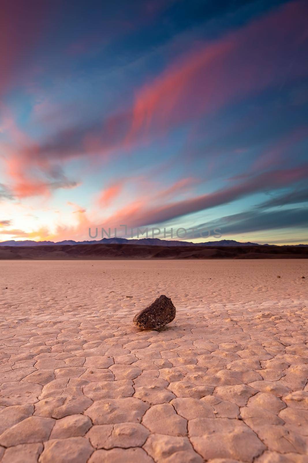Sailing Stones at The Racetrack. Landscape of Death Valley National Park in California, USA
