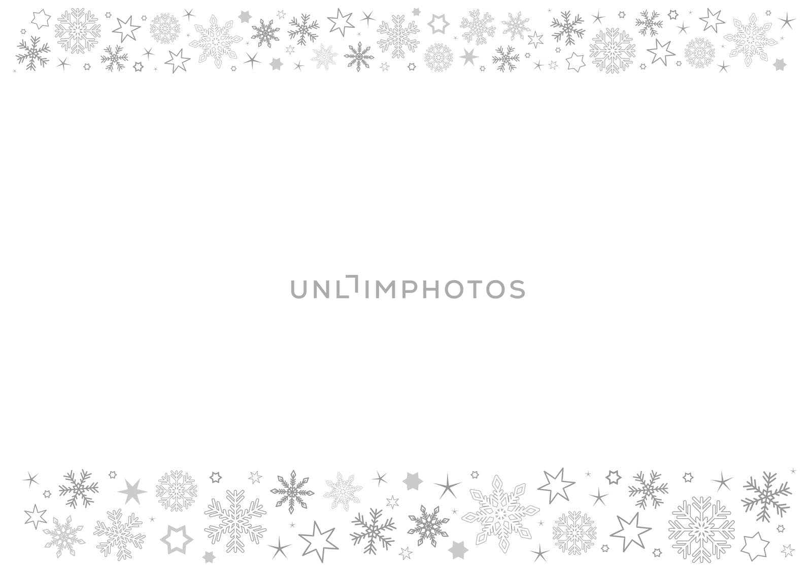 The blank horizontal white paper background with gray winter snowflakes header and footer