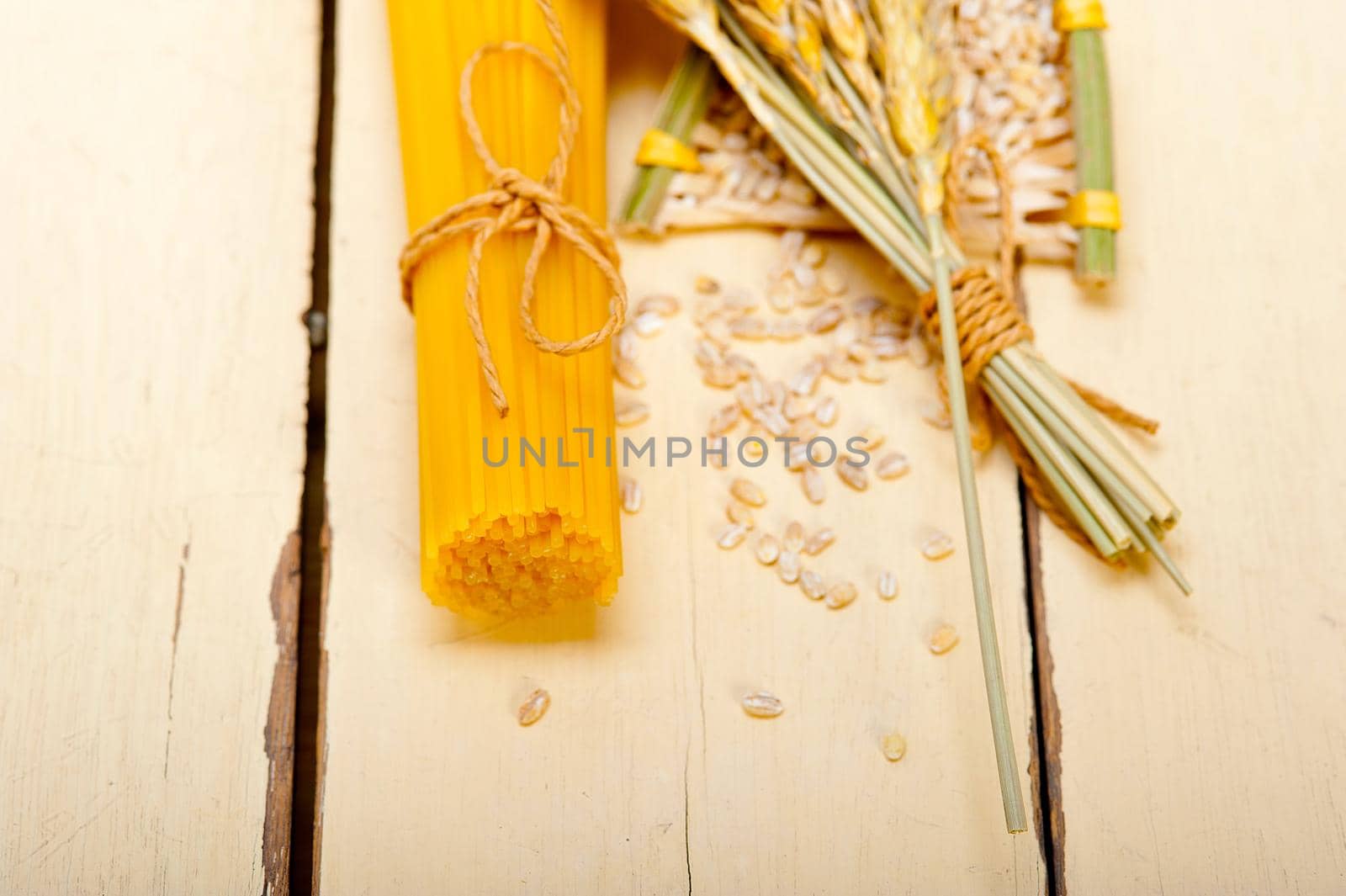 organic Raw italian pasta and durum wheat grains crop 