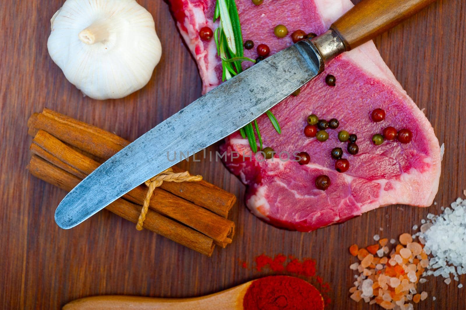 raw uncooked  ribeye beef steak butcher selection by keko64