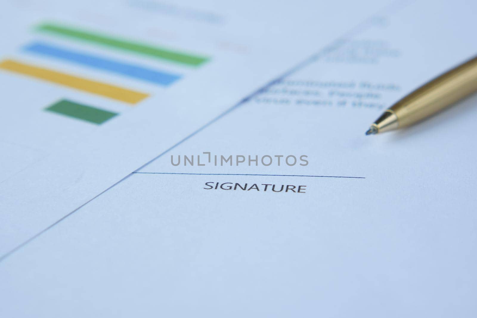 close up of signature on a contact on table ,