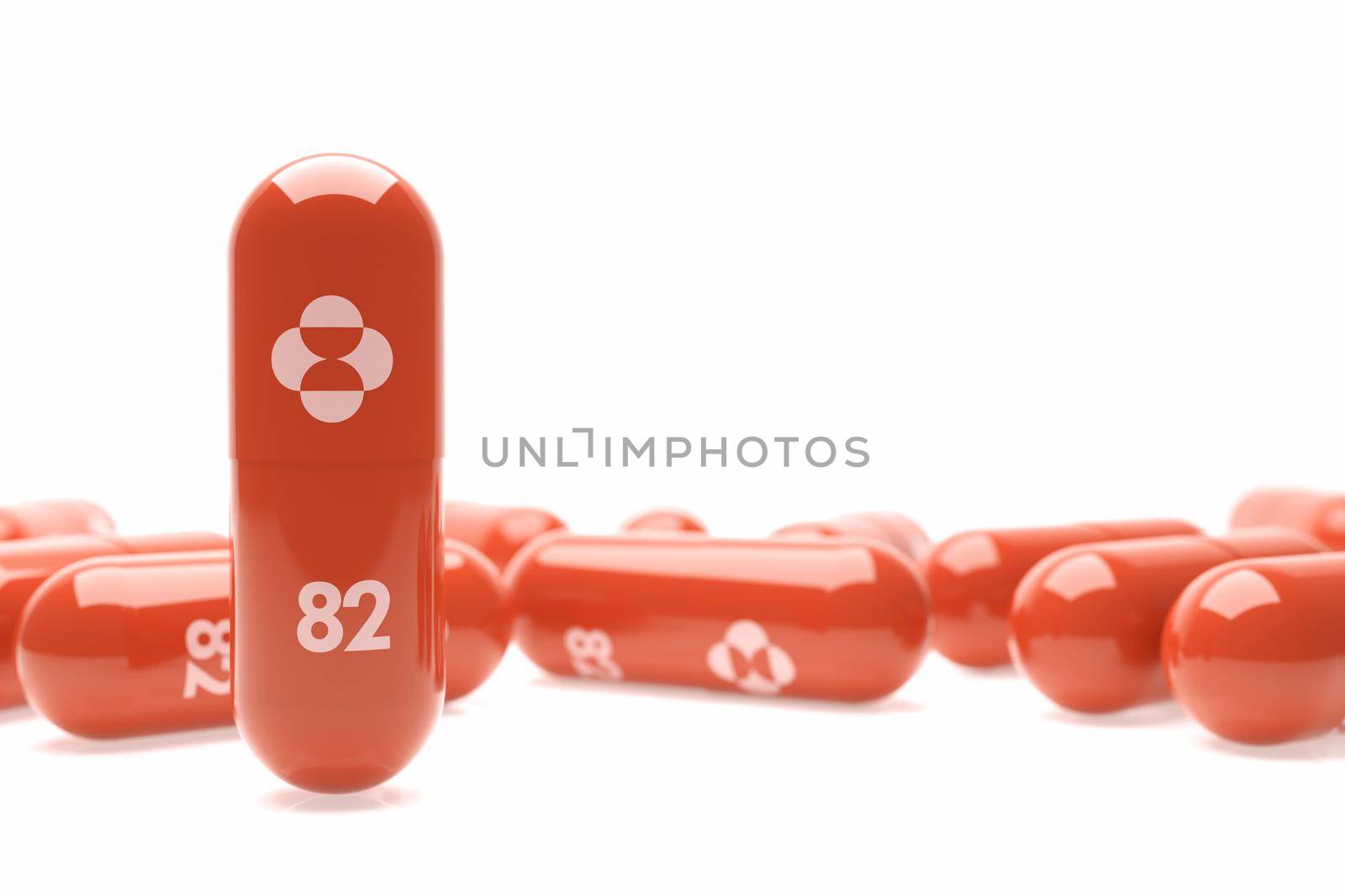 molnupiravir capsule antiviral drug pill for anti Corona virus(COVID-19) developed by Merck and Co - 3D Rendering mock up. 5 October 2021, Bangkok, THAILAND. by qualitystocks