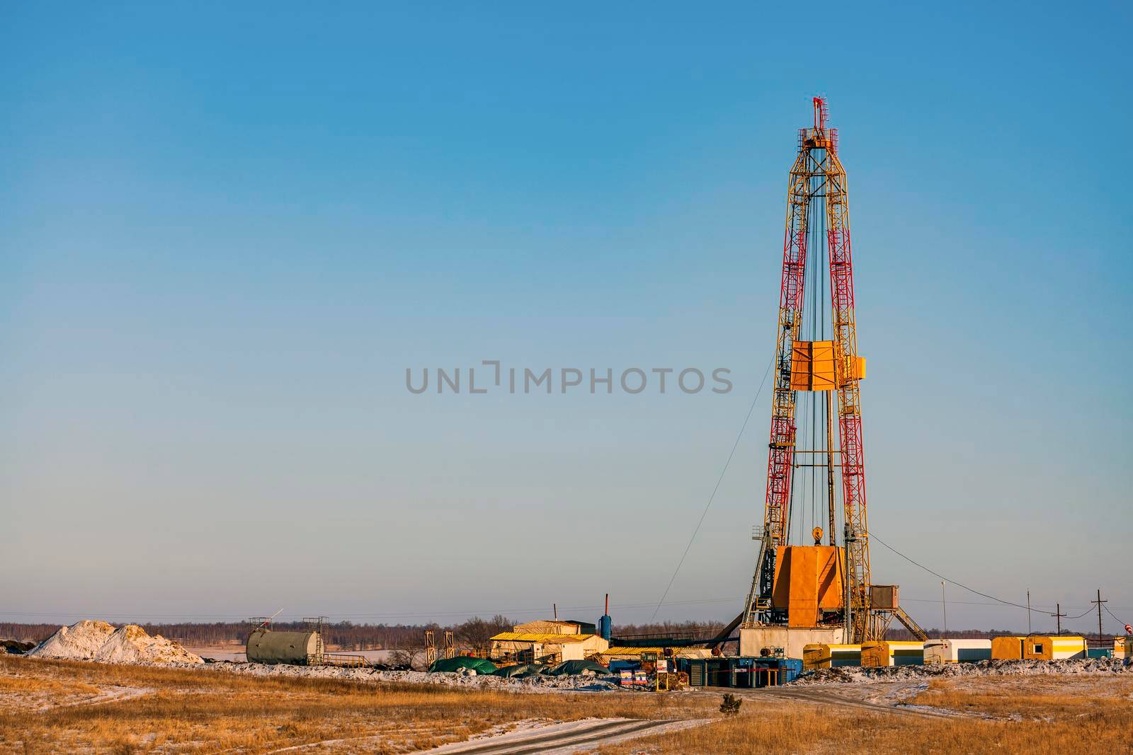Drilling rig in operation at the construction site