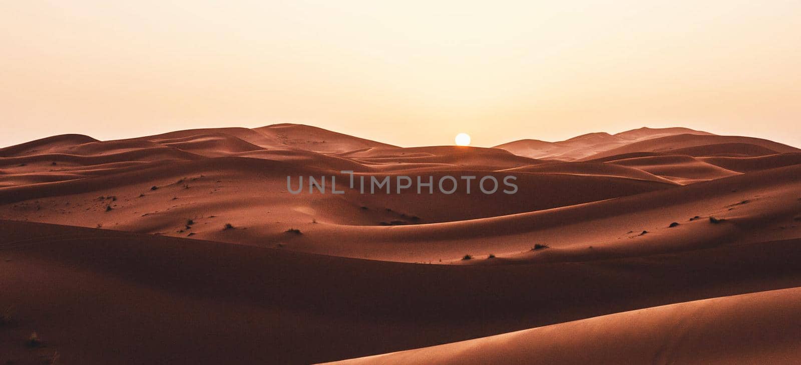 Panoramic view of sand dunes at Sahara Desert,Morocco