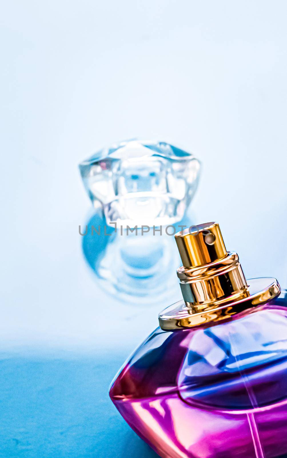 Perfume bottle on glossy background, sweet floral scent, glamour fragrance and eau de parfum as holiday gift and luxury beauty cosmetics brand design by Anneleven