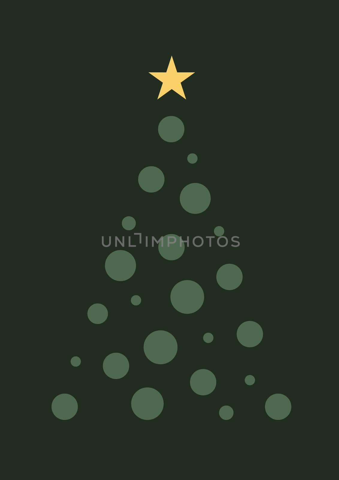 The vertical vector simple Christmas tree with dark green greeting card background