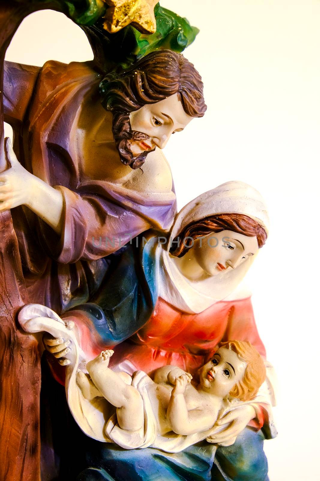 statue of the christianity native with Jesus, Madonna and St. Joseph. High quality photo