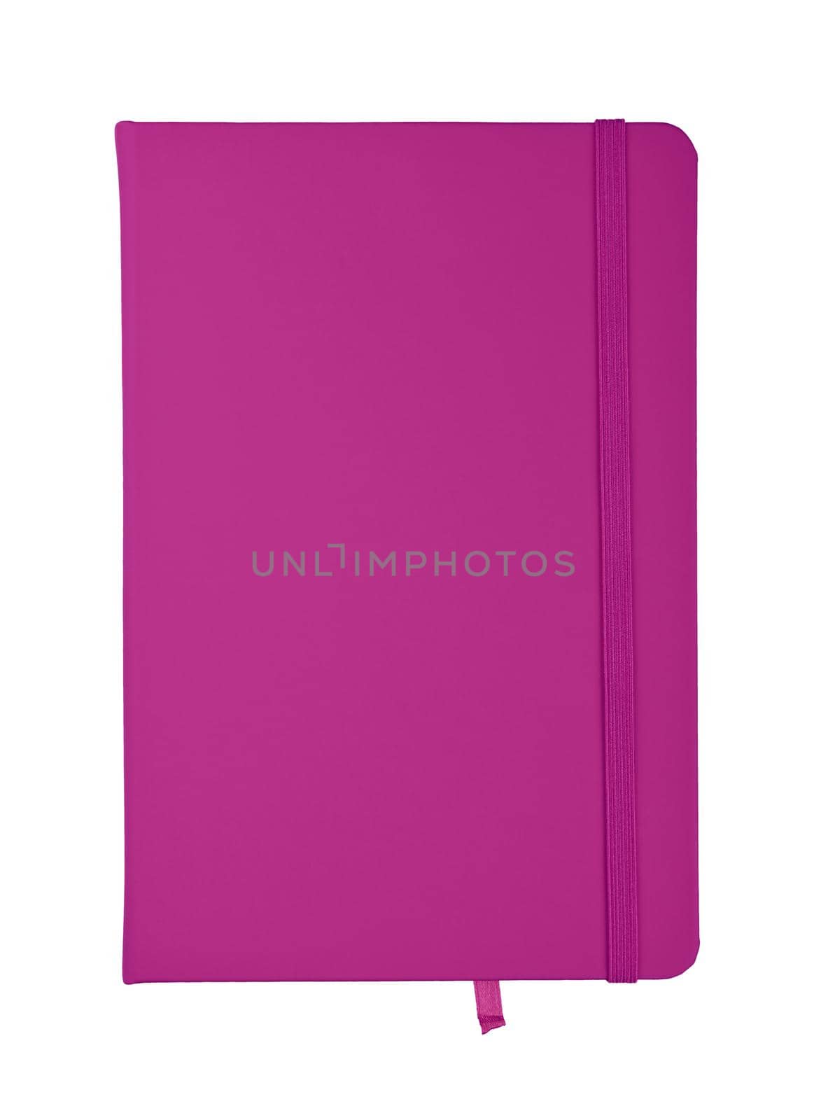 Purple leather cover notebook isolated on white by BreakingTheWalls