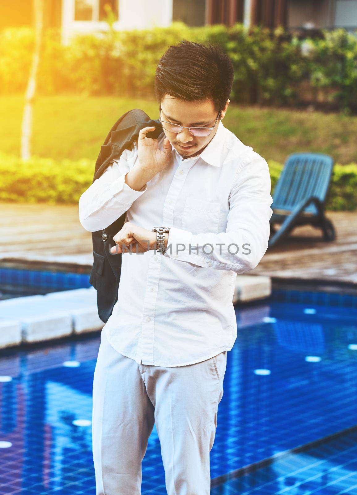 Concept Business - Handsome asian Business man ready to go for work by Benzoix