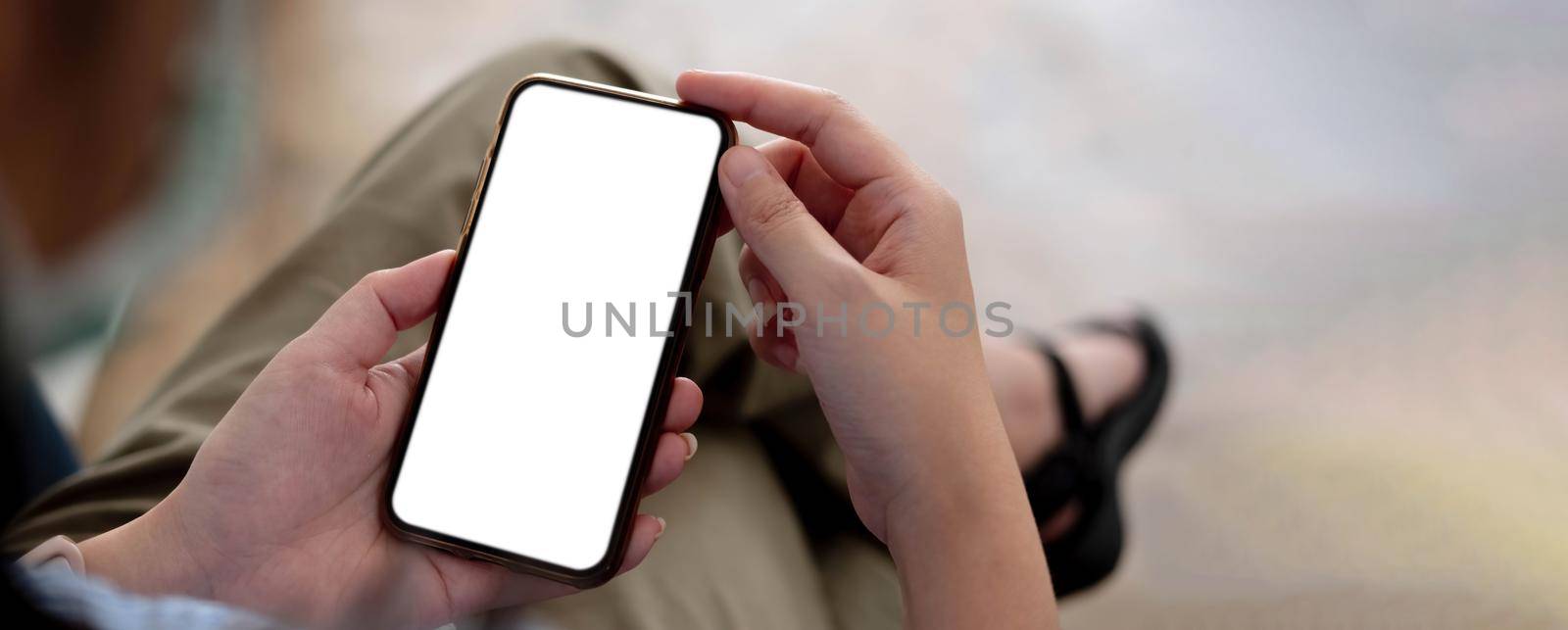 woman using Smartphone. Blank screen mobile phone for graphic display montage.networking service..woman using Smartphone. Blank screen mobile phone for graphic display montage.networking service..