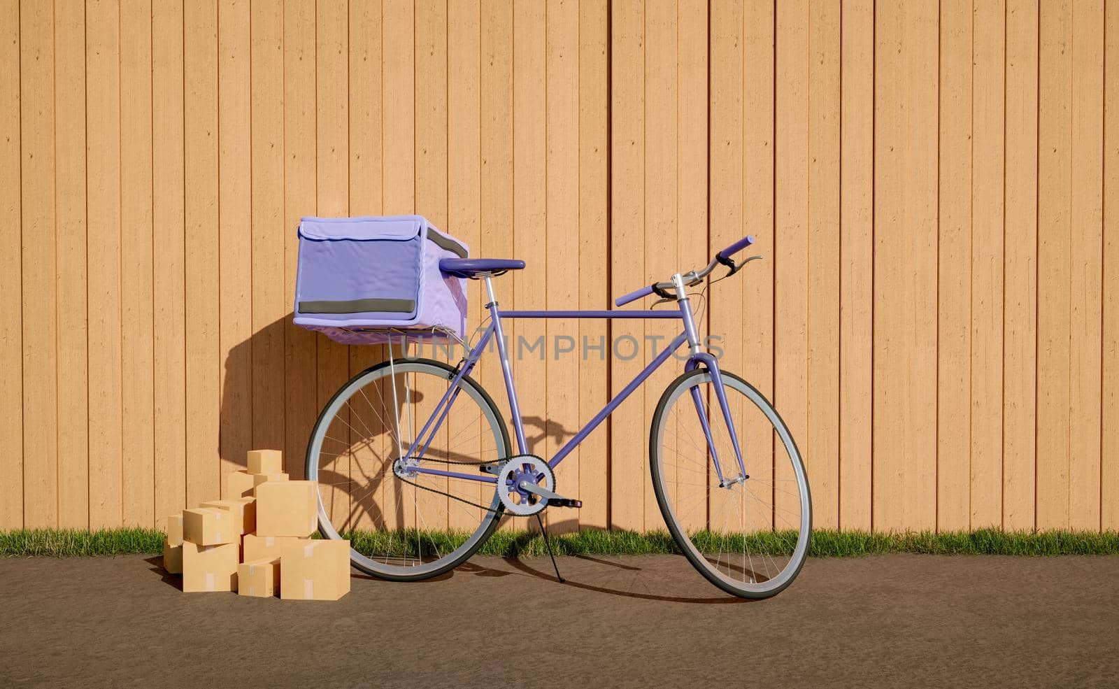 delivery bike parked on the street with delivery packages by asolano