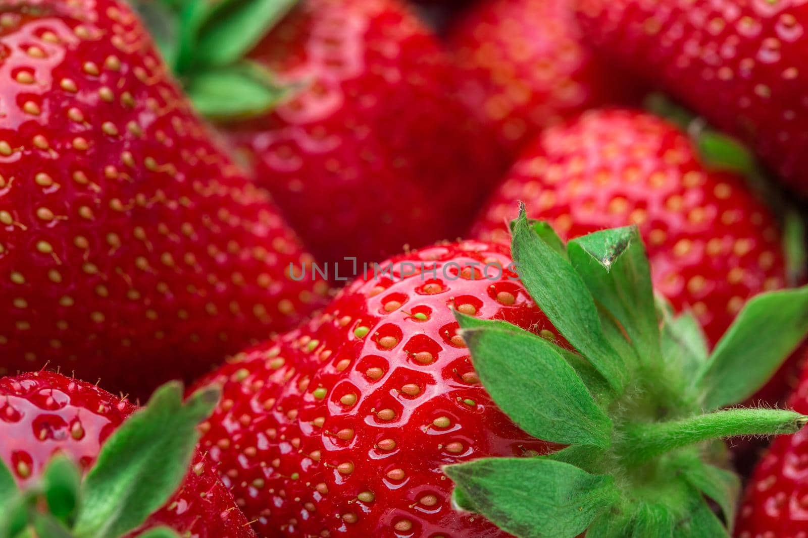 Fresh strawberry background. Ripe in close-up. by nazarovsergey