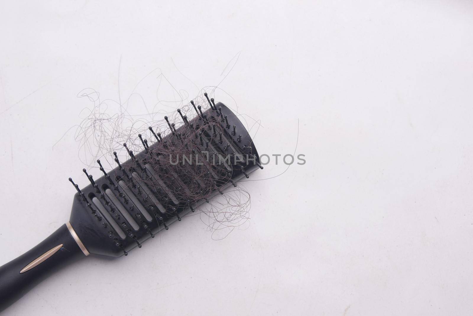 a brush with lost hair on a white background .