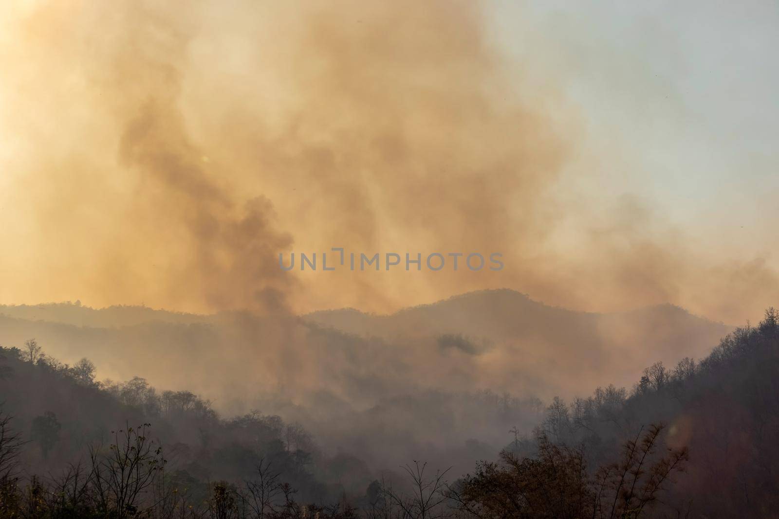 Forest fire smoke in northern Thailand. by toa55