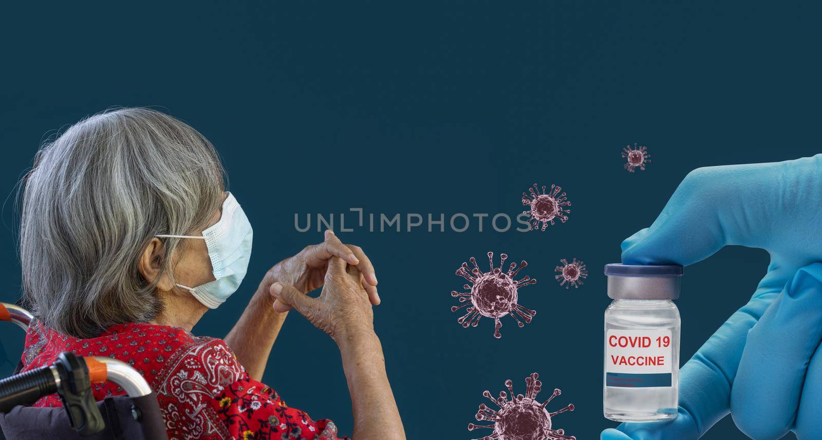Elderly getting a COVID-19 vaccine is an important to help prevent  sick from virus