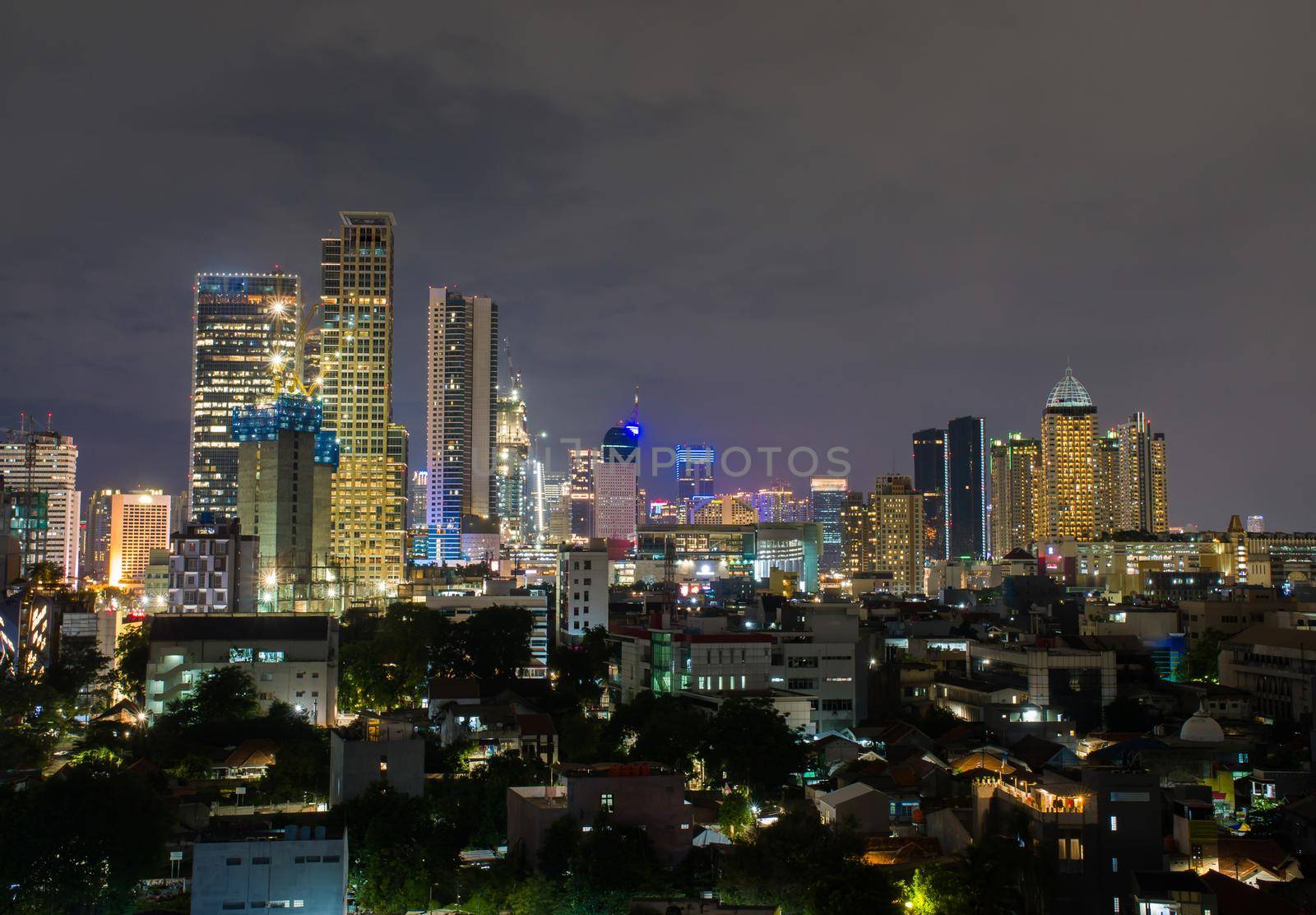 Night panorama of the capital of Indonesia - Jakarta