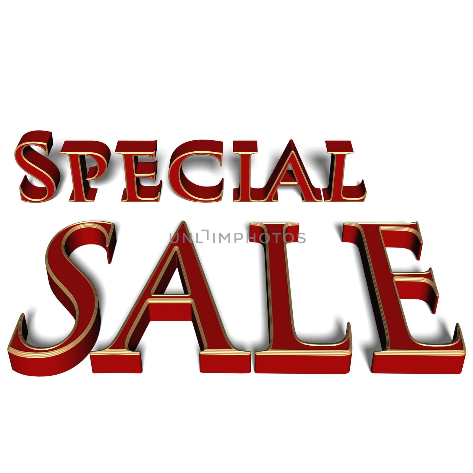 Glossy red three-dimensional inscription Special Sale as a sign.