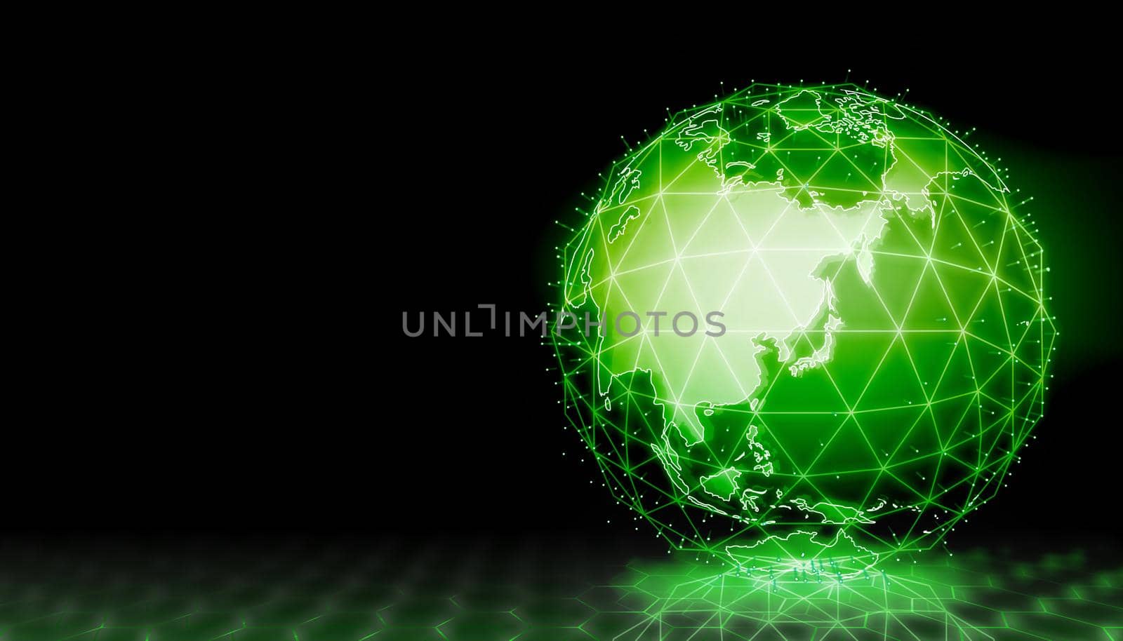 Digital earth web banner ( global network, technology motif ) | text sapce