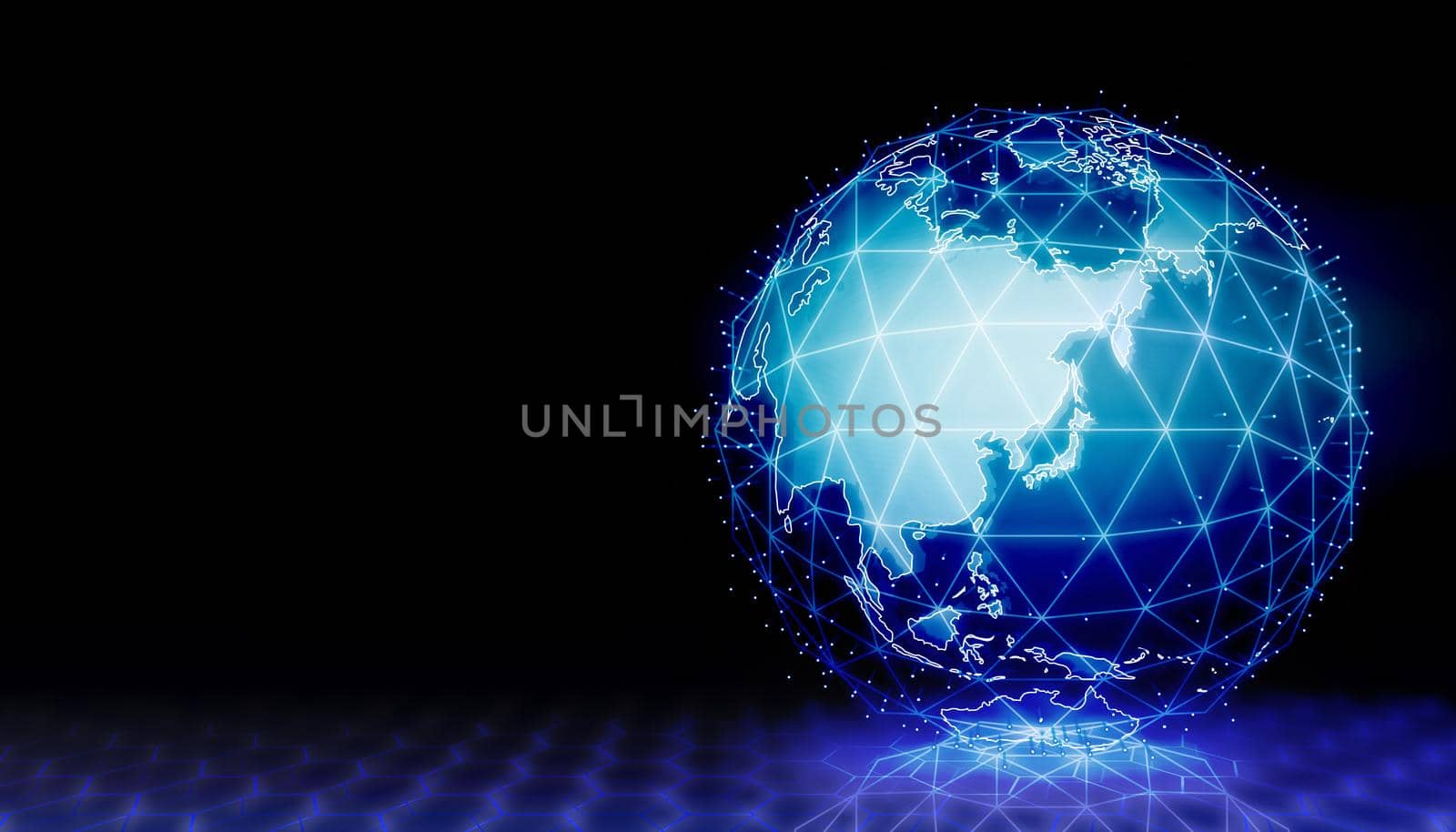 Digital earth web banner ( global network, technology motif ) | text sapce